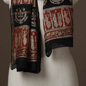 Chanderi silk handloom natural dyed bagru stole 07