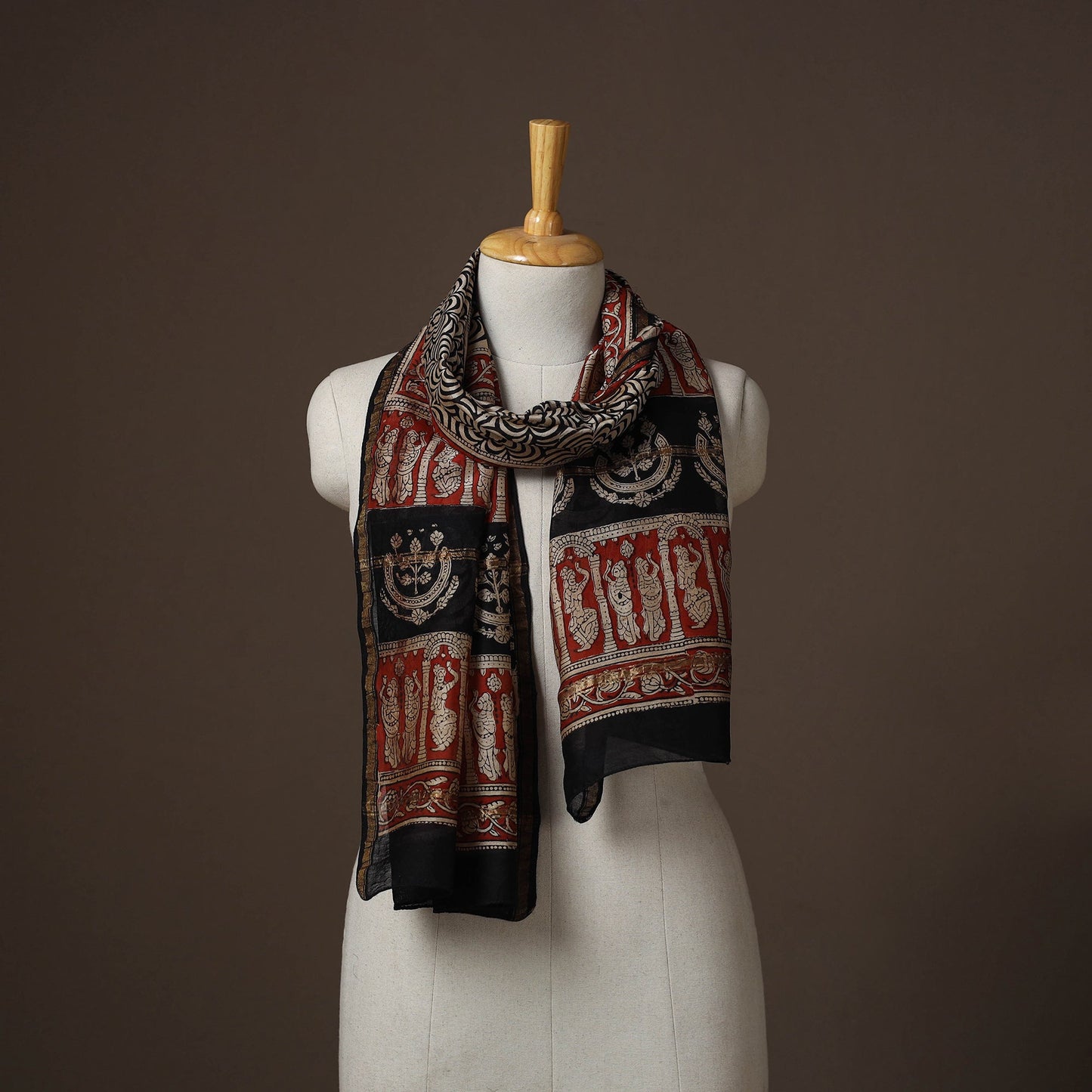 Chanderi silk handloom natural dyed bagru stole 07