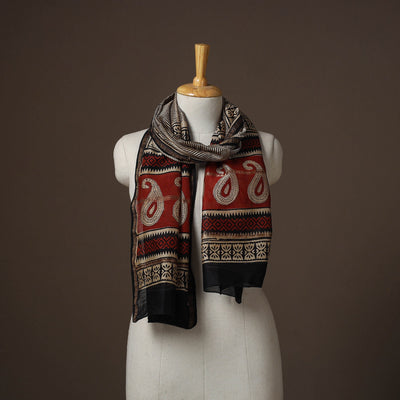 Chanderi silk handloom natural dyed bagru stole 08