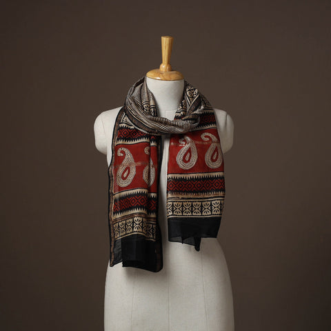 Chanderi silk handloom natural dyed bagru stole 08