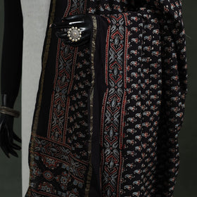 Black - chanderi silk kutch hand block print natural dyed