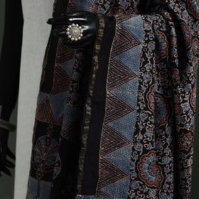 Black - chanderi silk kutch hand block print natural dyed
