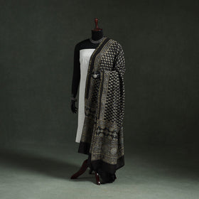 Black - chanderi silk kutch hand block print natural dyed