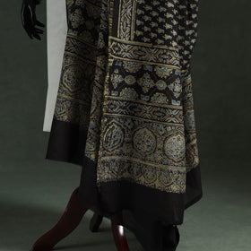 Black - chanderi silk kutch hand block print natural dyed