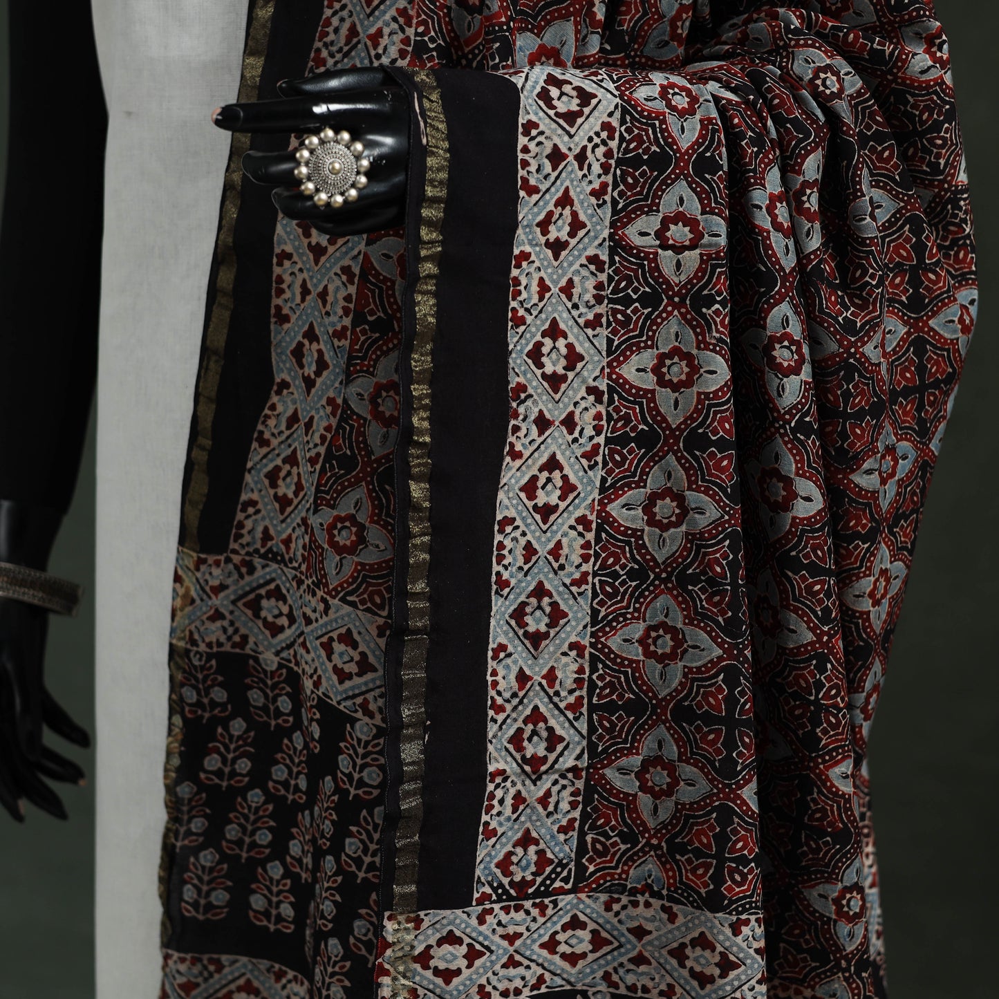 Chanderi silk kutch hand block print natural dyed handloom