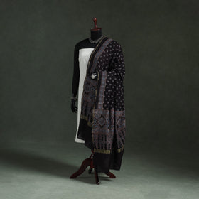 Black - chanderi silk kutch hand block print natural dyed