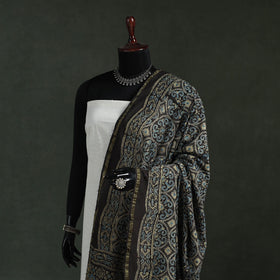 Black - chanderi silk kutch hand block print natural dyed