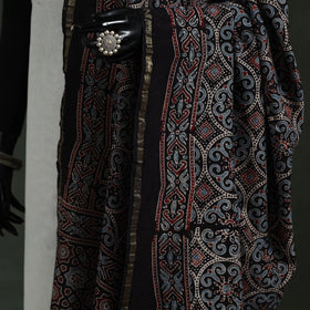 Black - chanderi silk kutch hand block print natural dyed
