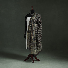 Black - chanderi silk kutch hand block print natural dyed