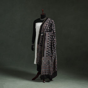 Black - chanderi silk kutch hand block print natural dyed