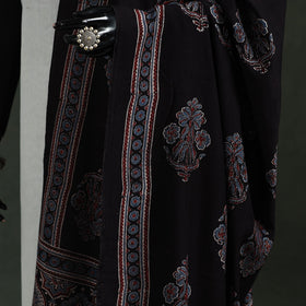 Black - chanderi silk kutch hand block print natural dyed