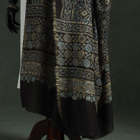 Black - chanderi silk kutch hand block print natural dyed