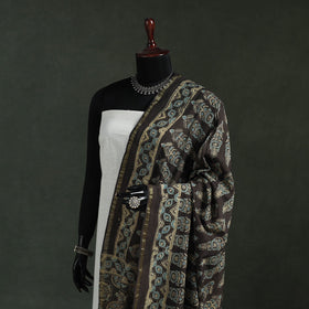 Black - chanderi silk kutch hand block print natural dyed
