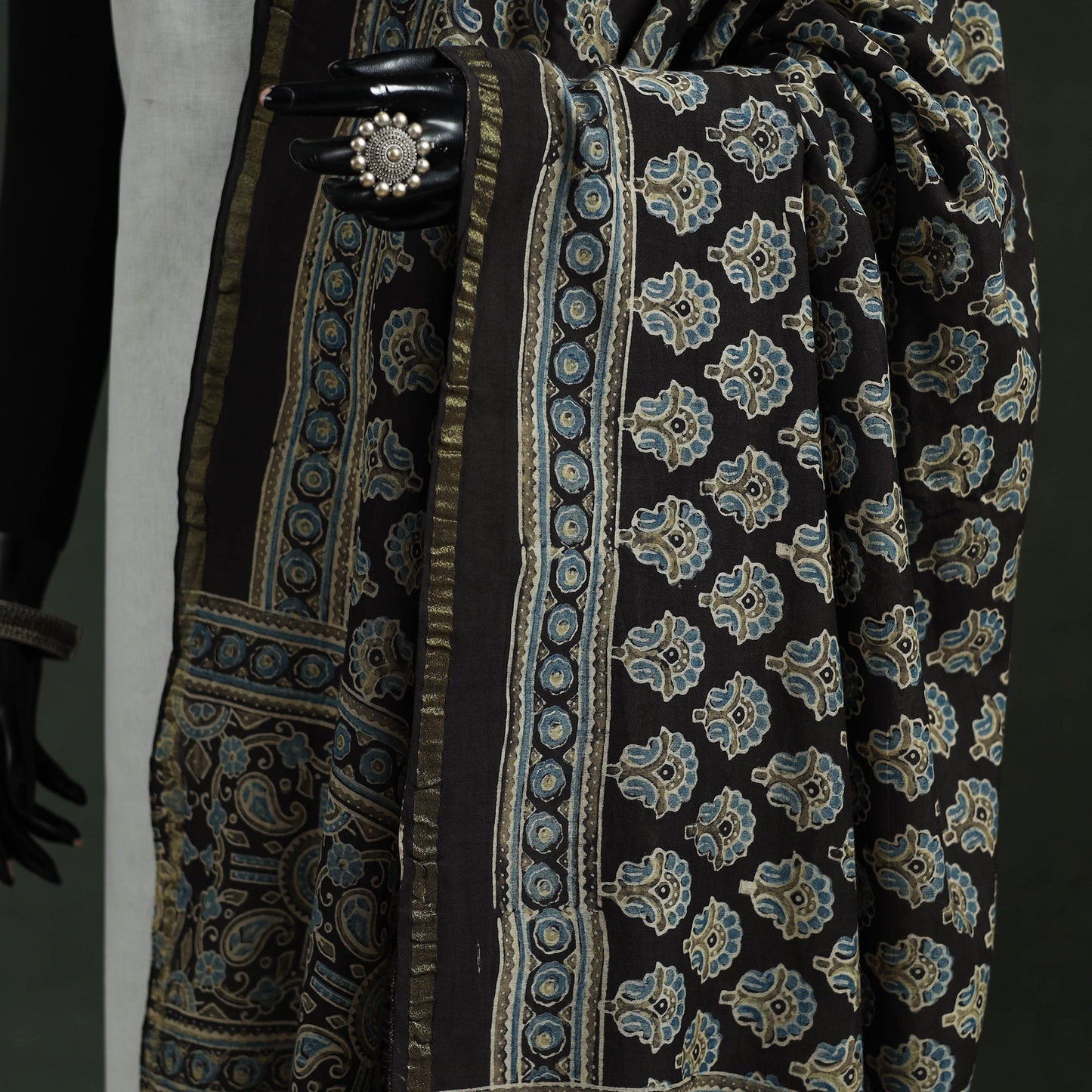 Chanderi silk kutch hand block print natural dyed handloom