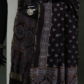 Black - chanderi silk kutch hand block print natural dyed