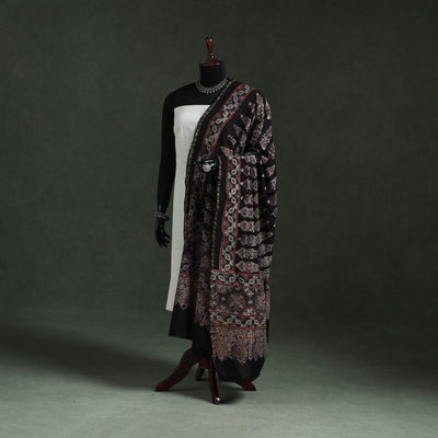Black - chanderi silk kutch hand block print natural dyed