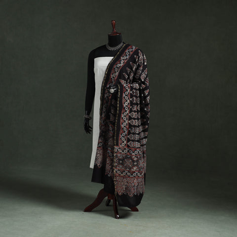 Black - chanderi silk kutch hand block print natural dyed