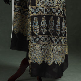 Black - chanderi silk kutch hand block print natural dyed
