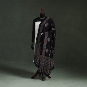 Black - chanderi silk kutch hand block print natural dyed