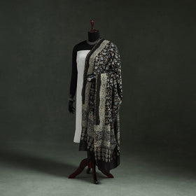 Black - chanderi silk kutch hand block print natural dyed
