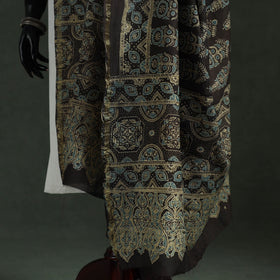 Black - chanderi silk kutch hand block print natural dyed