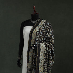 Black - chanderi silk kutch hand block print natural dyed