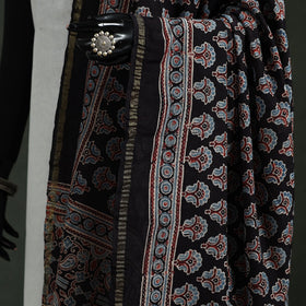 Black - chanderi silk kutch hand block print natural dyed