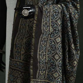 Black - chanderi silk kutch hand block print natural dyed