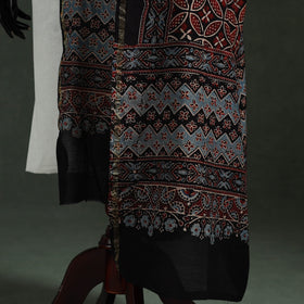 Black - chanderi silk kutch hand block print natural dyed