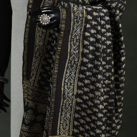 Black - chanderi silk kutch hand block print natural dyed