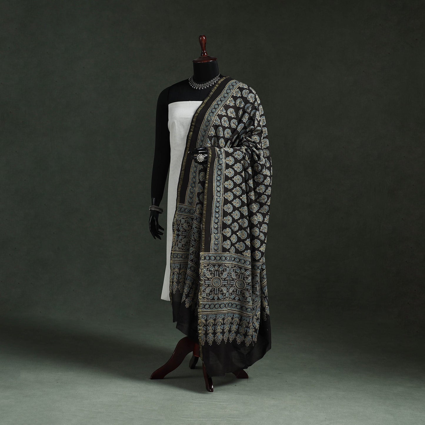 Chanderi silk kutch hand block print natural dyed handloom