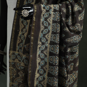 Black - chanderi silk kutch hand block print natural dyed