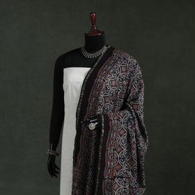 Black - chanderi silk kutch hand block print natural dyed