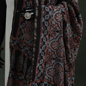 Black - chanderi silk kutch hand block print natural dyed