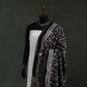 Black - chanderi silk kutch hand block print natural dyed