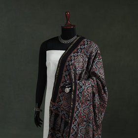 Black - chanderi silk kutch hand block print natural dyed