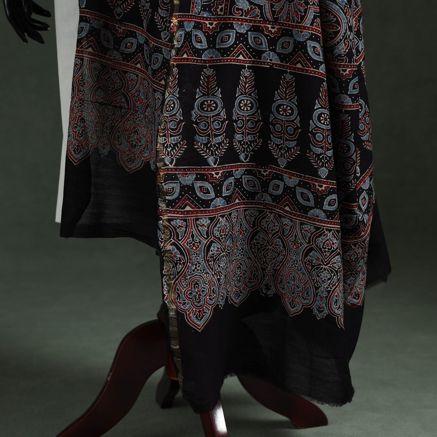 Black - chanderi silk kutch hand block print natural dyed