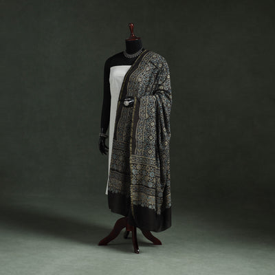 Black - chanderi silk kutch hand block print natural dyed