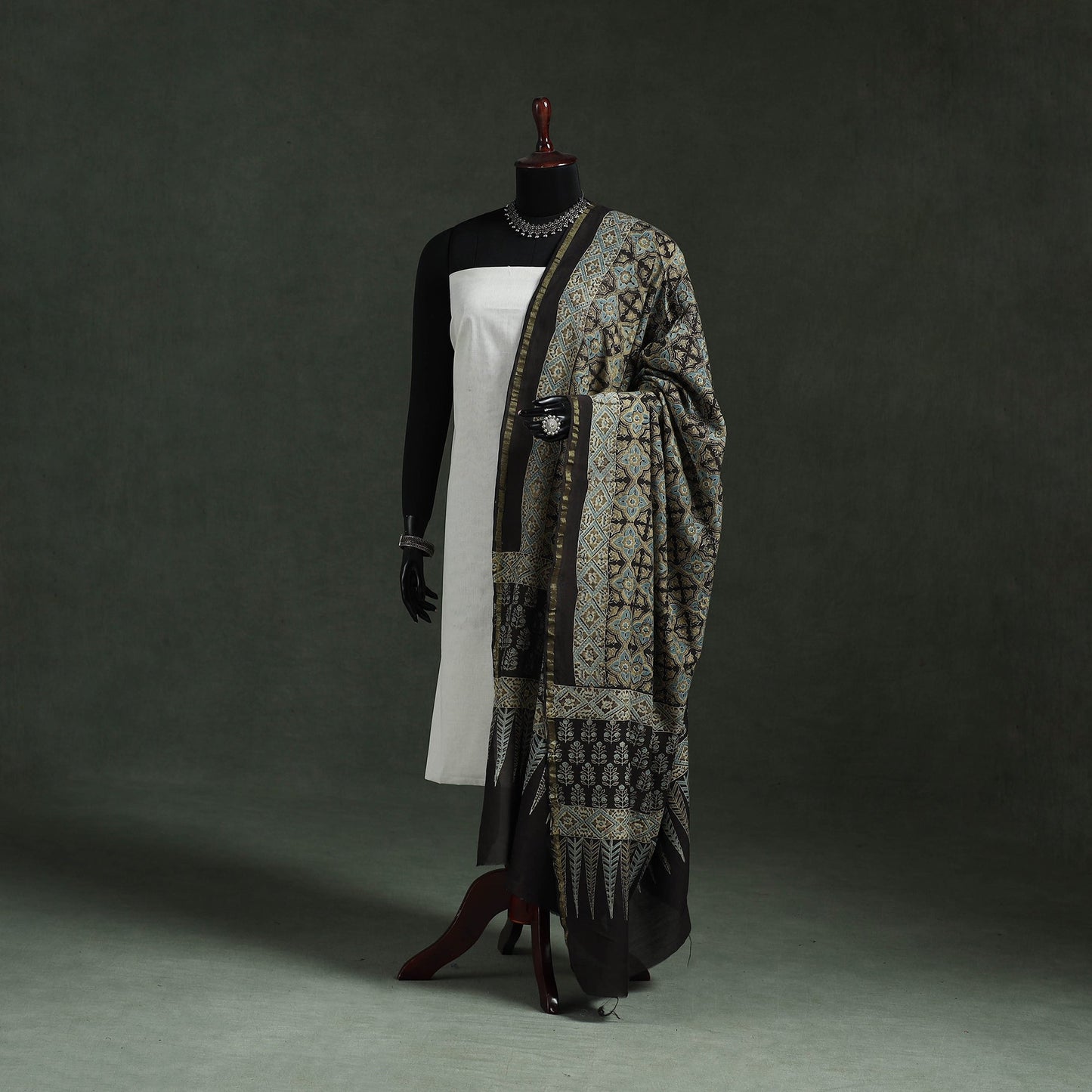Chanderi silk kutch hand block print natural dyed handloom