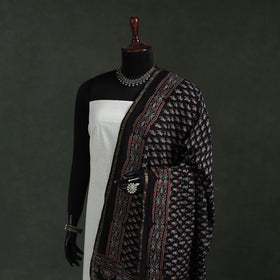 Black - chanderi silk kutch hand block print natural dyed