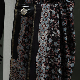Black - chanderi silk kutch hand block print natural dyed