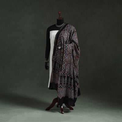 Black - chanderi silk kutch hand block print natural dyed