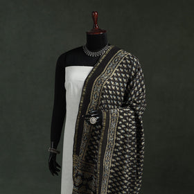 Black - chanderi silk kutch hand block print natural dyed
