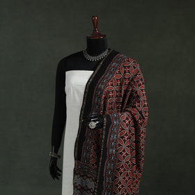 Black - chanderi silk kutch hand block print natural dyed