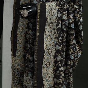 Black - chanderi silk kutch hand block print natural dyed