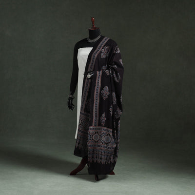 Black - chanderi silk kutch hand block print natural dyed