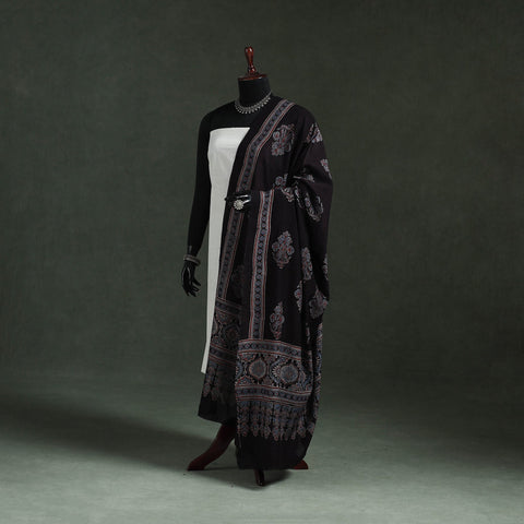 Black - chanderi silk kutch hand block print natural dyed