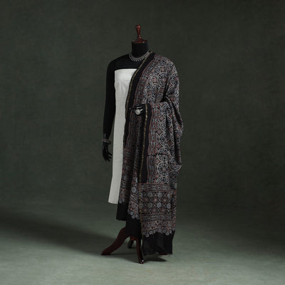 Black - chanderi silk kutch hand block print natural dyed