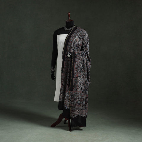 Black - chanderi silk kutch hand block print natural dyed