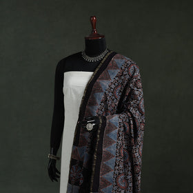 Black - chanderi silk kutch hand block print natural dyed